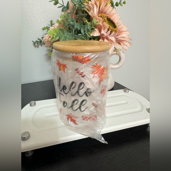 Fall Decor 3 Pack Glass Storage Jars with Airtight Bamboo Lid-Hello Fall. - Picture 4 of 4